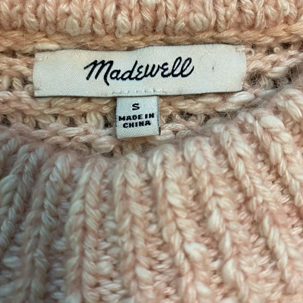Madewell Light Pink Cotton Wool & Alpaca Blend Crewneck Oversized Baez Sweater - Picture 9 of 10